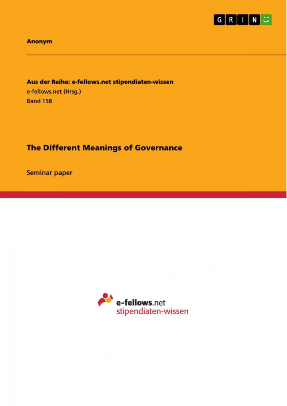 Big bigCover of The Different Meanings of Governance