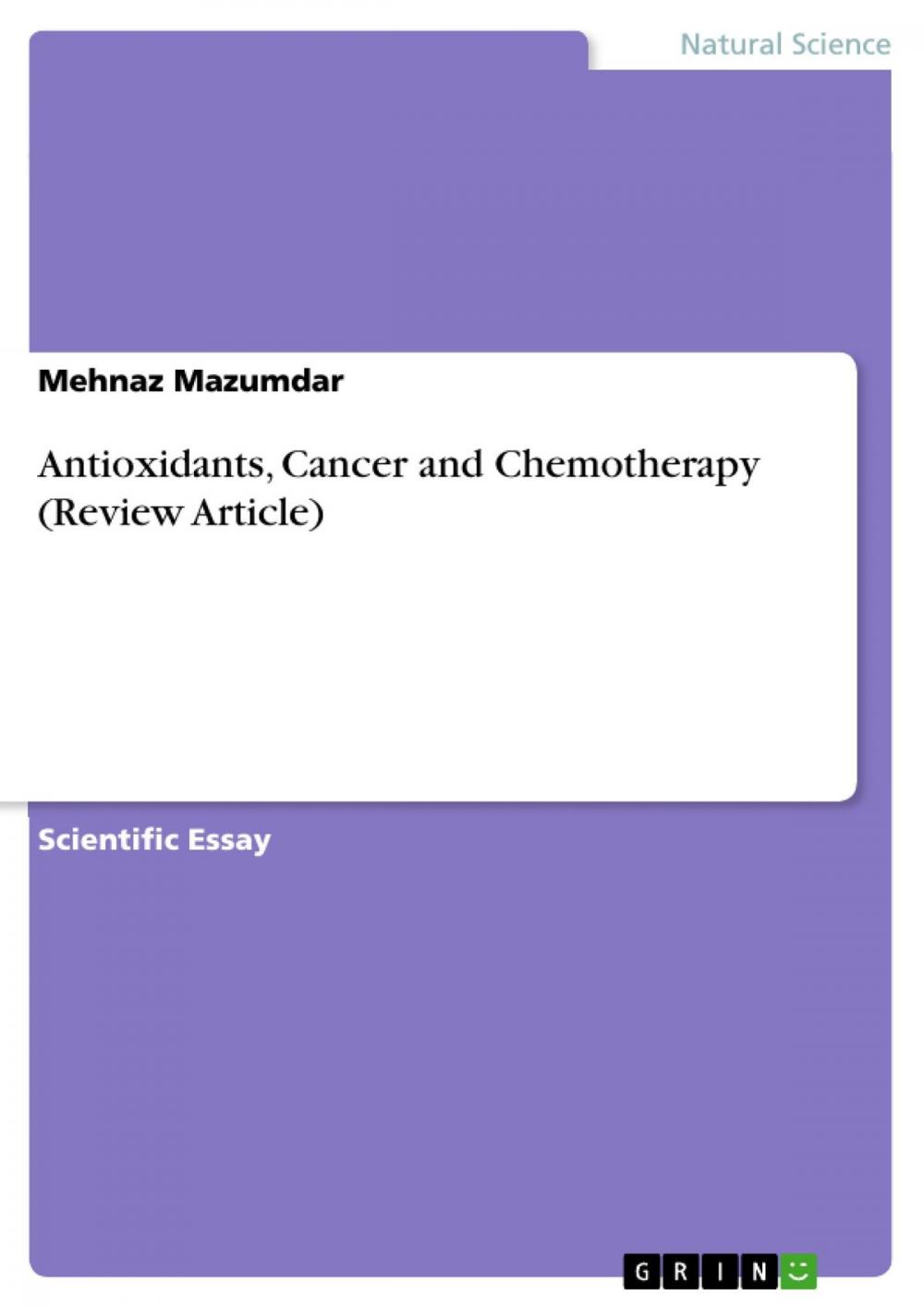 Big bigCover of Antioxidants, Cancer and Chemotherapy (Review Article)