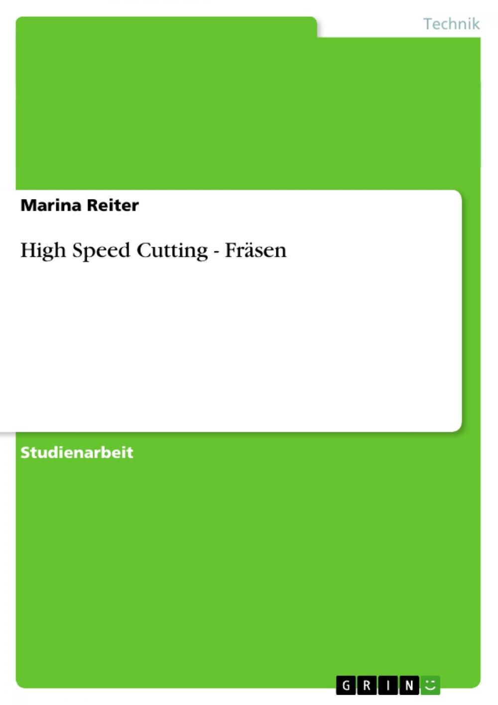 Big bigCover of High Speed Cutting - Fräsen