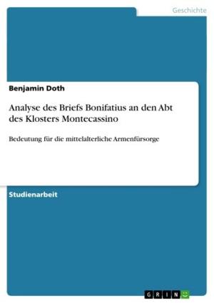Cover of the book Analyse des Briefs Bonifatius an den Abt des Klosters Montecassino by Melanie Dreisam