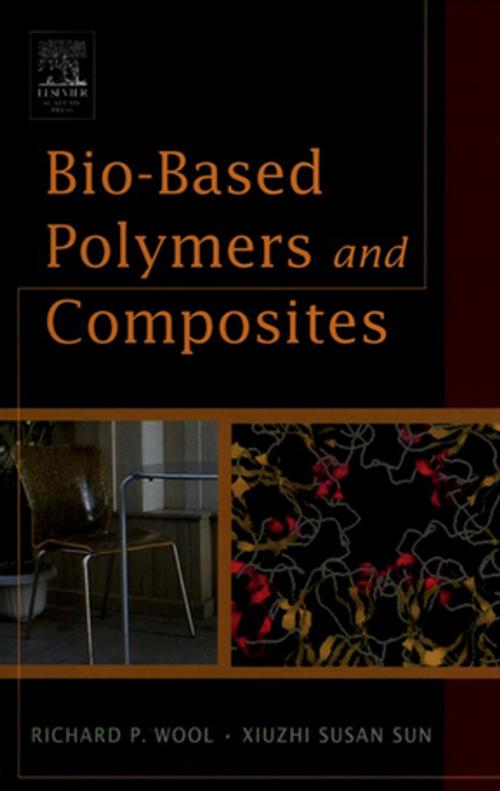 Cover of the book Bio-Based Polymers and Composites by Richard Wool, Ph.D. Materials Science & Eng. University of Utah 1974, Xiuzhi Susan Sun, Ph.D. Agr. & Bio. Engineering, University of Illinois, Urbana, IL, 1993, Elsevier Science