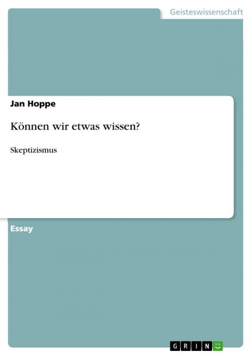 Cover of the book Können wir etwas wissen? by Jan Hoppe, GRIN Verlag