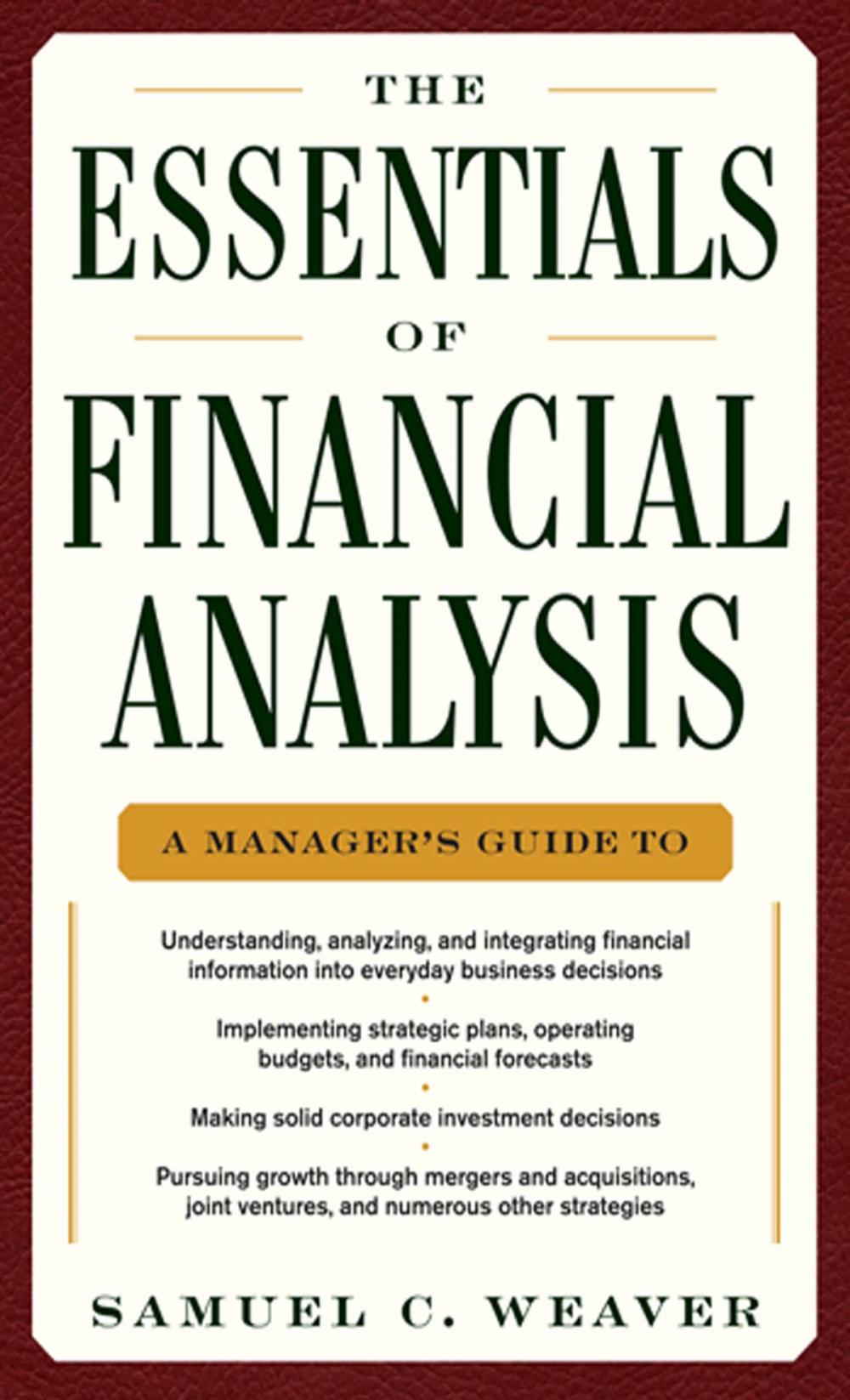 Big bigCover of The Essentials of Financial Analysis