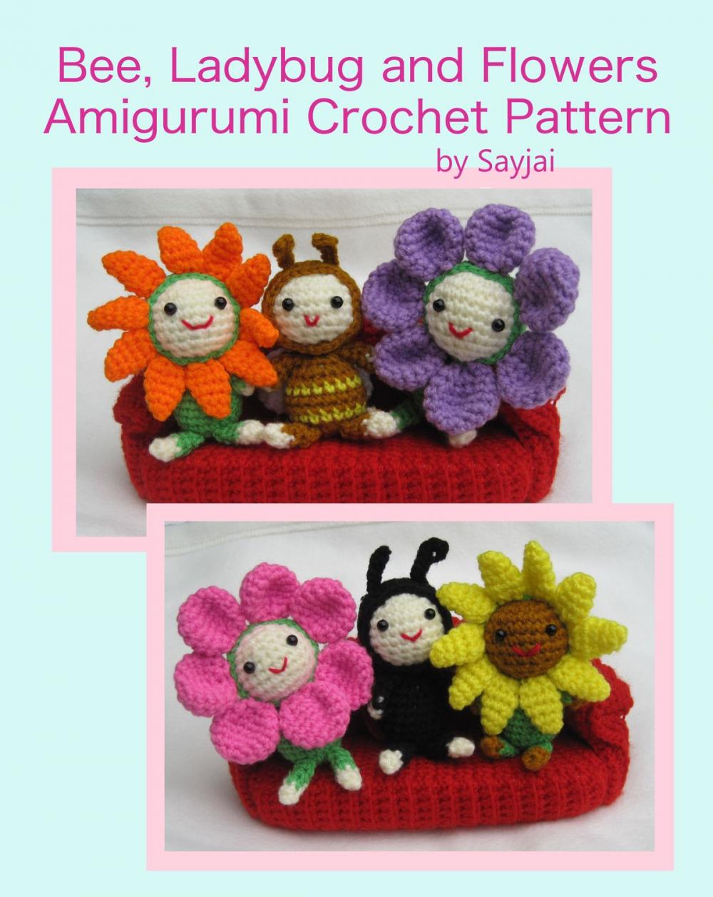 Big bigCover of Bee, Ladybug and Flowers Amigurumi Crochet Pattern