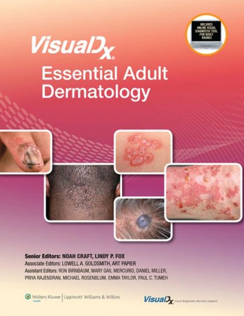 Cover of the book VisualDx: Essential Adult Dermatology by Noah Craft, Lindy P. Fox, Lowell A. Goldsmith, Art Papier, Ron Birnbaum, Mary Gail Mercurio, Wolters Kluwer Health