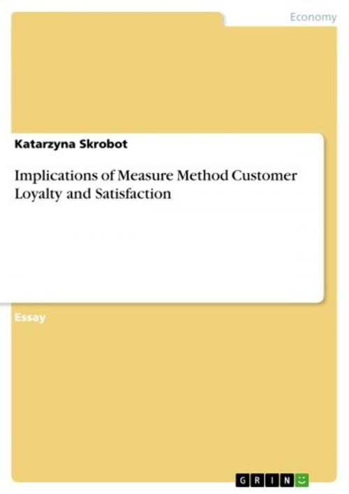 Cover of the book Implications of Measure Method Customer Loyalty and Satisfaction by Katarzyna Skrobot, GRIN Verlag