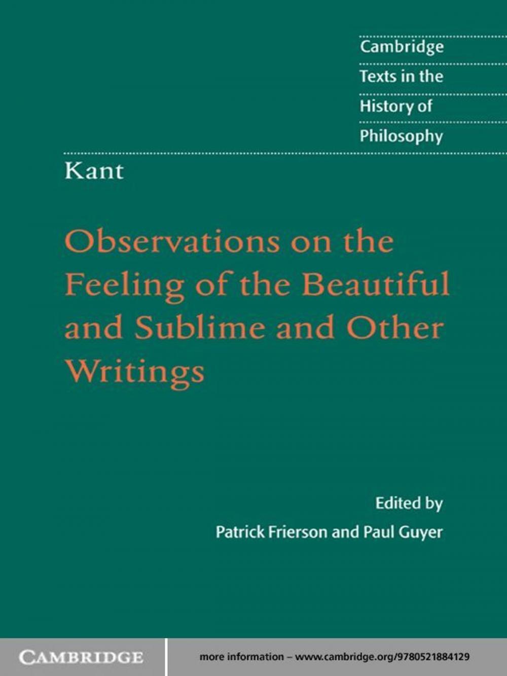 Big bigCover of Kant: Observations on the Feeling of the Beautiful and Sublime and Other Writings