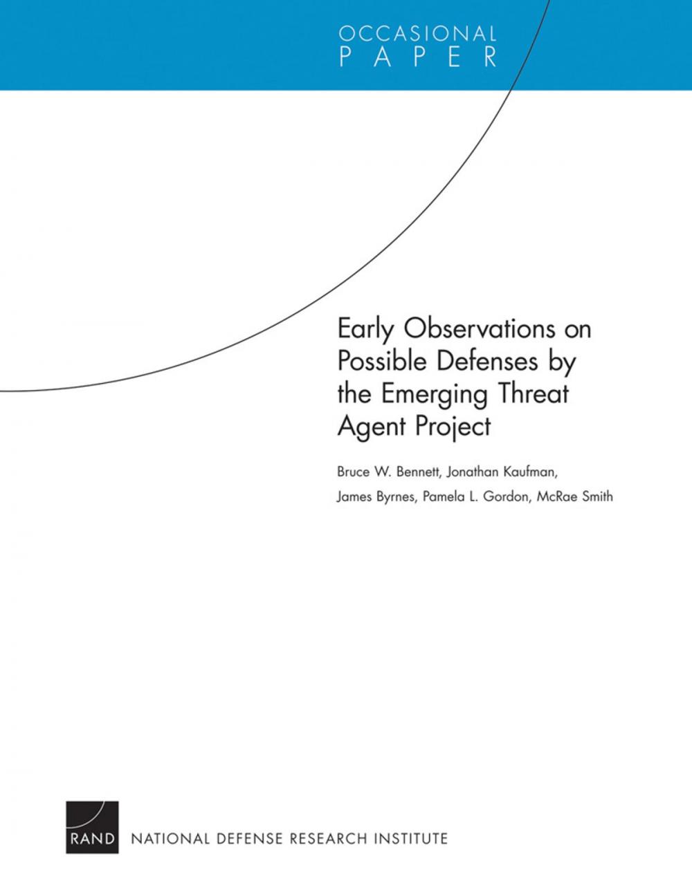 Big bigCover of Early Observations on Possible Defenses by the Emerging Threat Agent Project