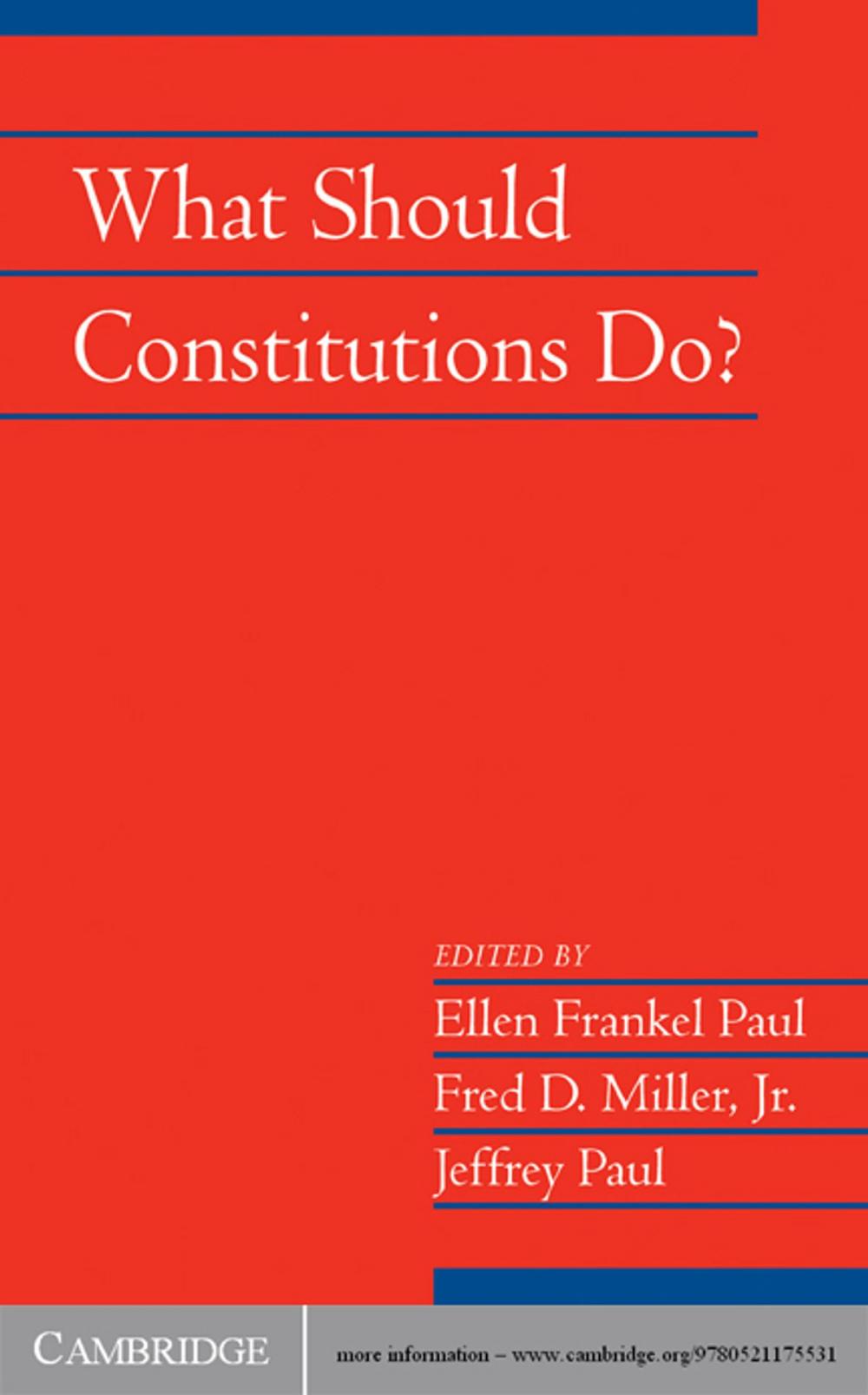 Big bigCover of What Should Constitutions Do?