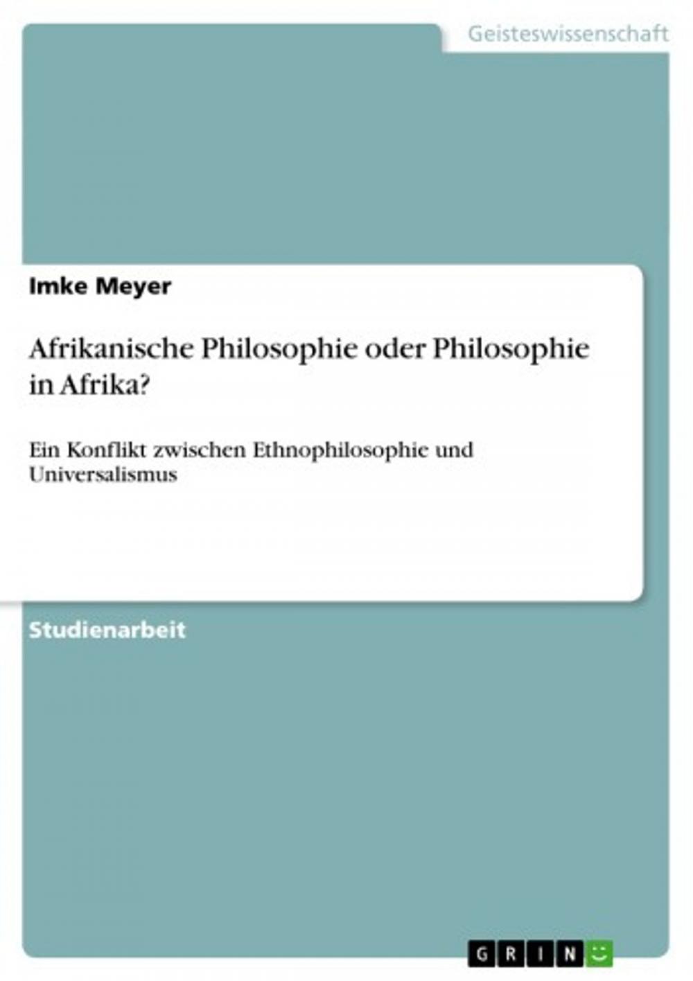 Big bigCover of Afrikanische Philosophie oder Philosophie in Afrika?