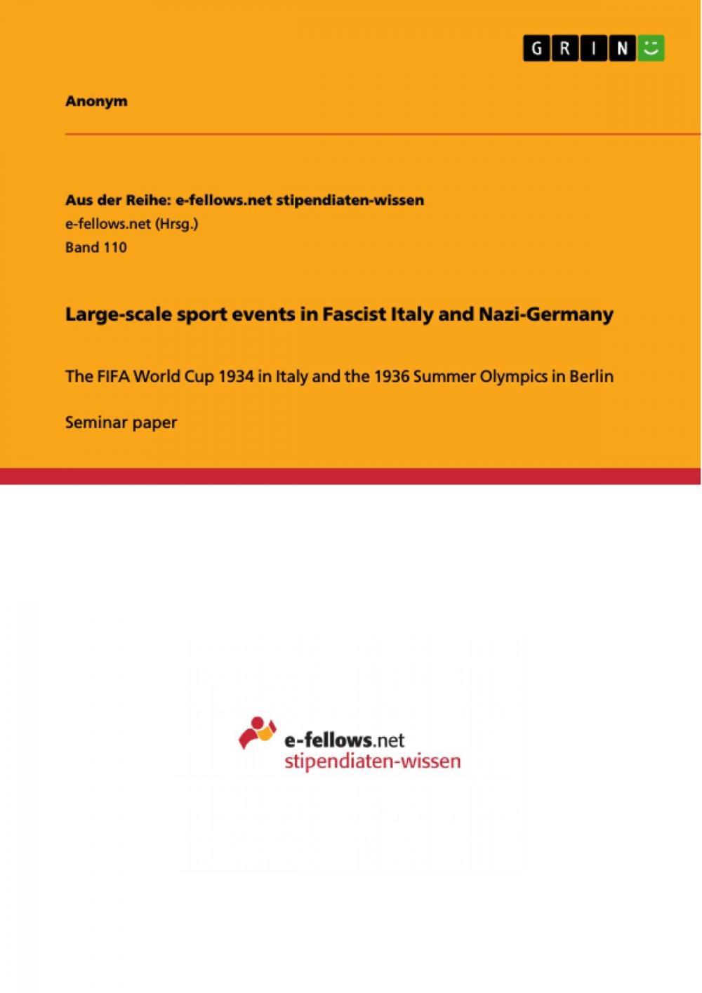 Big bigCover of Large-scale sport events in Fascist Italy and Nazi-Germany