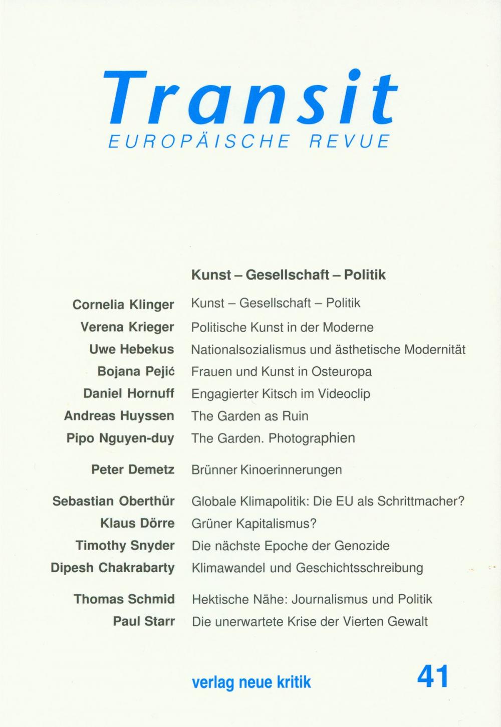 Big bigCover of Transit 41. Europäische Revue