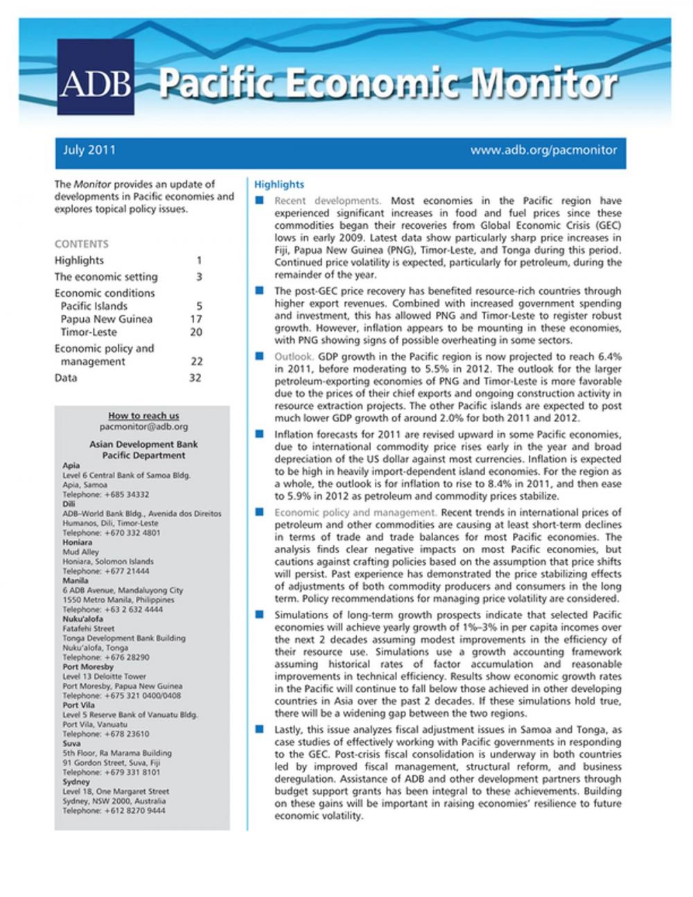 Big bigCover of Pacific Economic Monitor July 2011