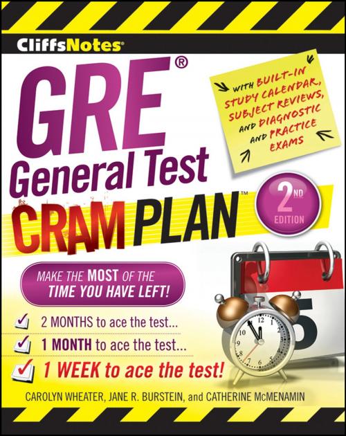 Cover of the book CliffsNotes GRE General Test Cram Plan 2nd Edition by Jane R. Burstein, Catherine McMenamin, Carolyn C. Wheater, HMH Books