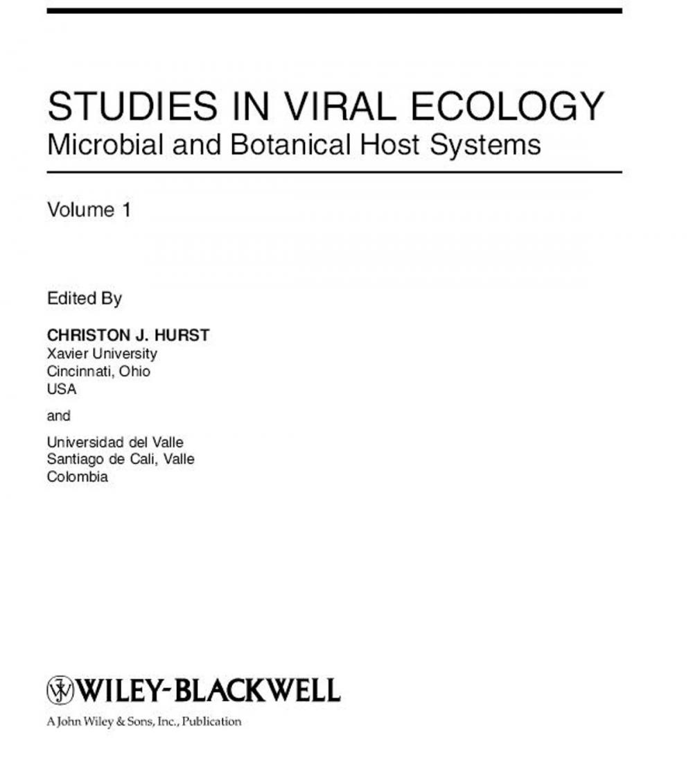 Big bigCover of Studies in Viral Ecology, Volume 1