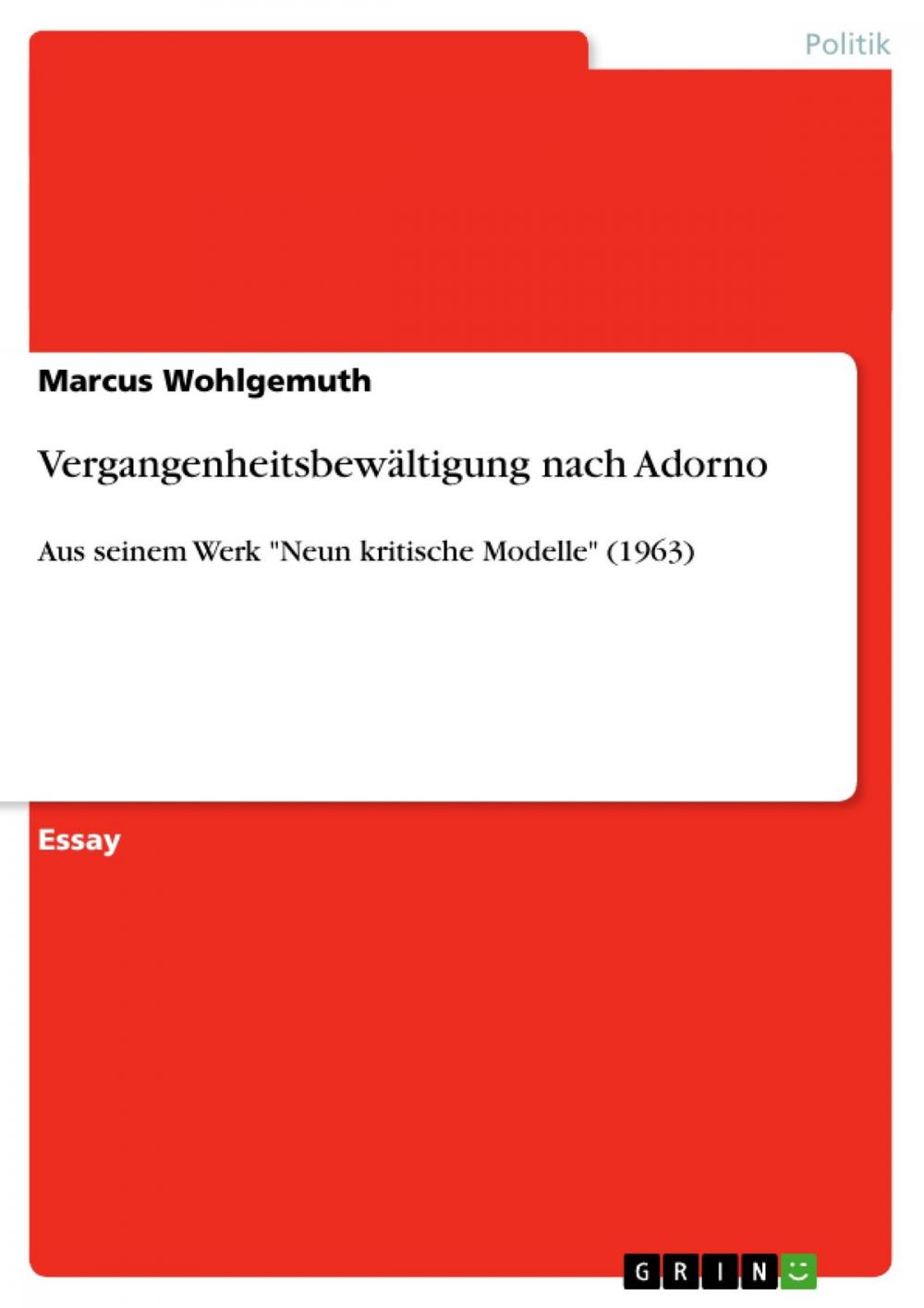 Big bigCover of Vergangenheitsbewältigung nach Adorno