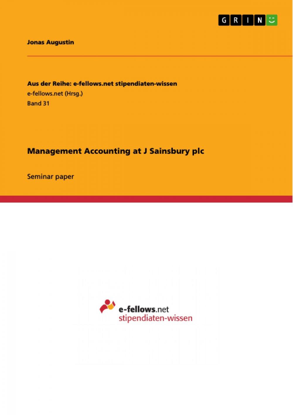 Big bigCover of Management Accounting at J Sainsbury plc