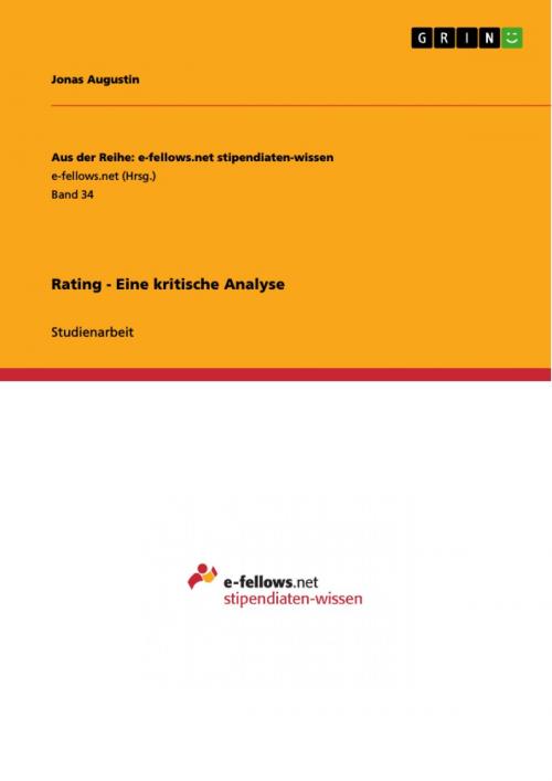 Cover of the book Rating - Eine kritische Analyse by Jonas Augustin, GRIN Verlag