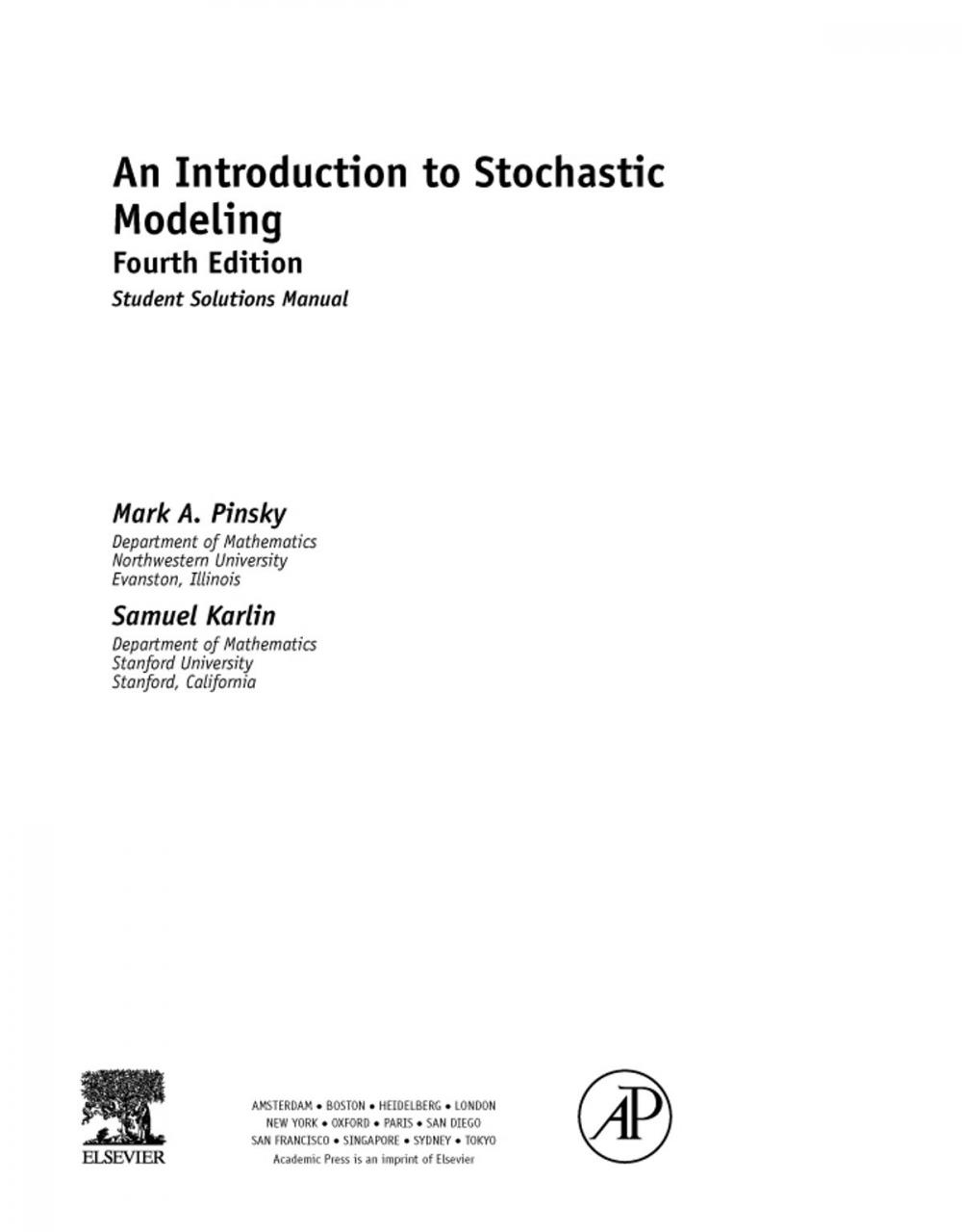 Big bigCover of An Introduction to Stochastic Modeling, Student Solutions Manual (e-only)