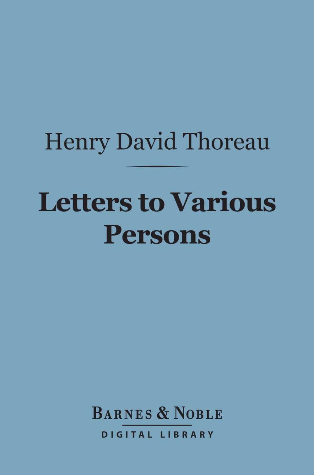 Big bigCover of Letters to Various Persons (Barnes & Noble Digital Library)