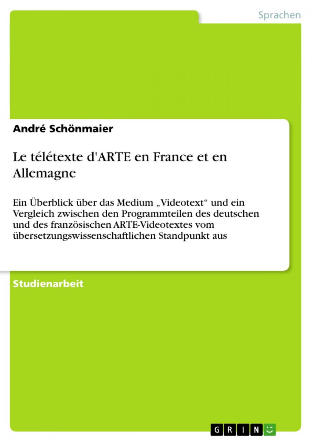 Big bigCover of Le télétexte d'ARTE en France et en Allemagne