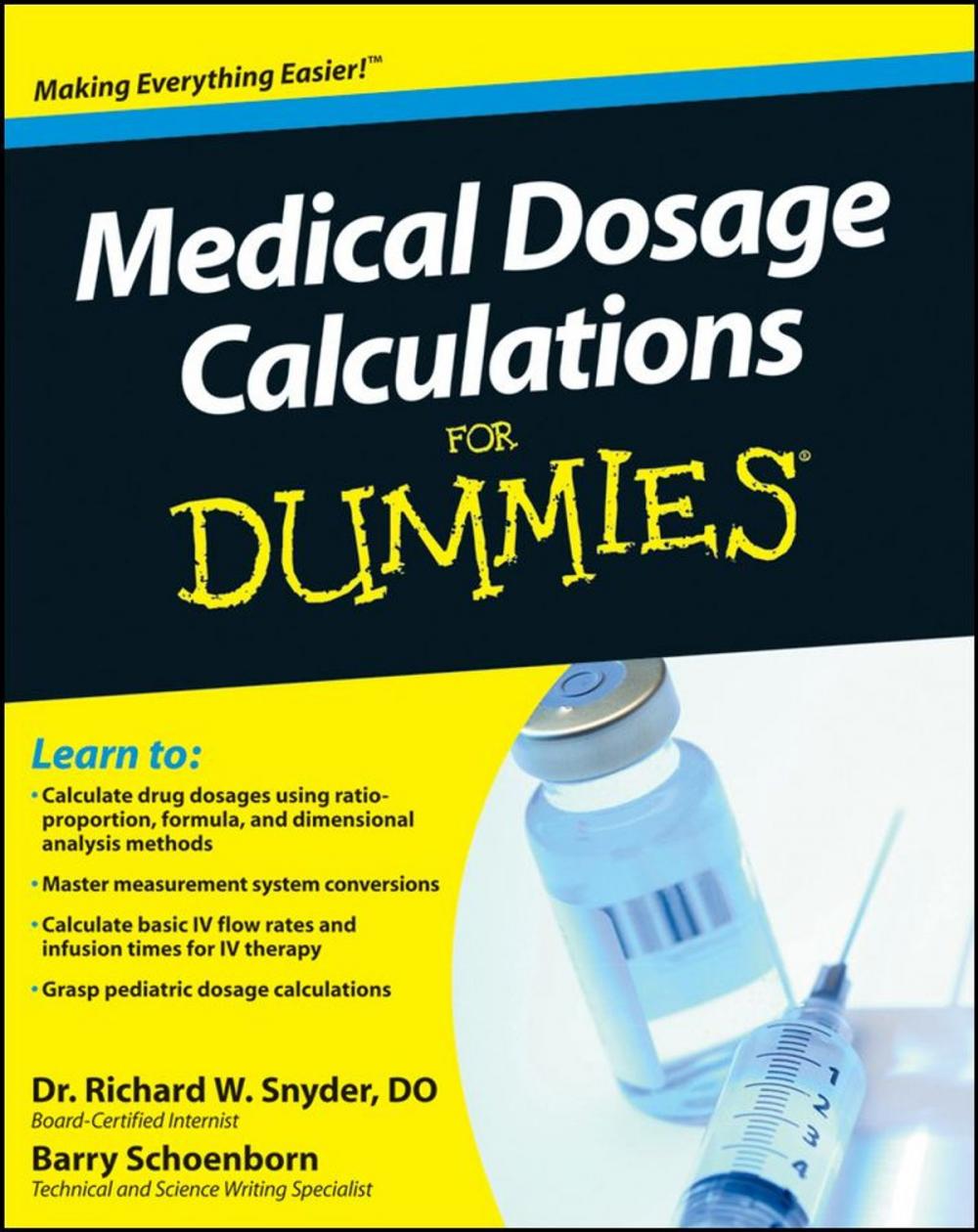 Big bigCover of Medical Dosage Calculations For Dummies