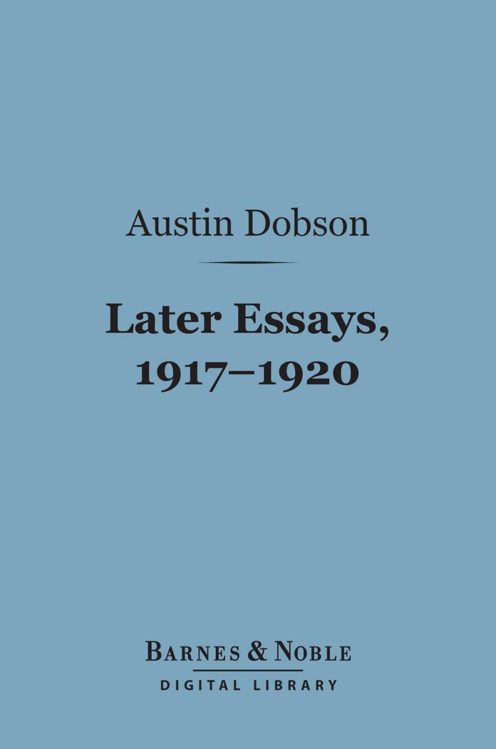 Big bigCover of Later Essays, 1917-1920 (Barnes & Noble Digital Library)