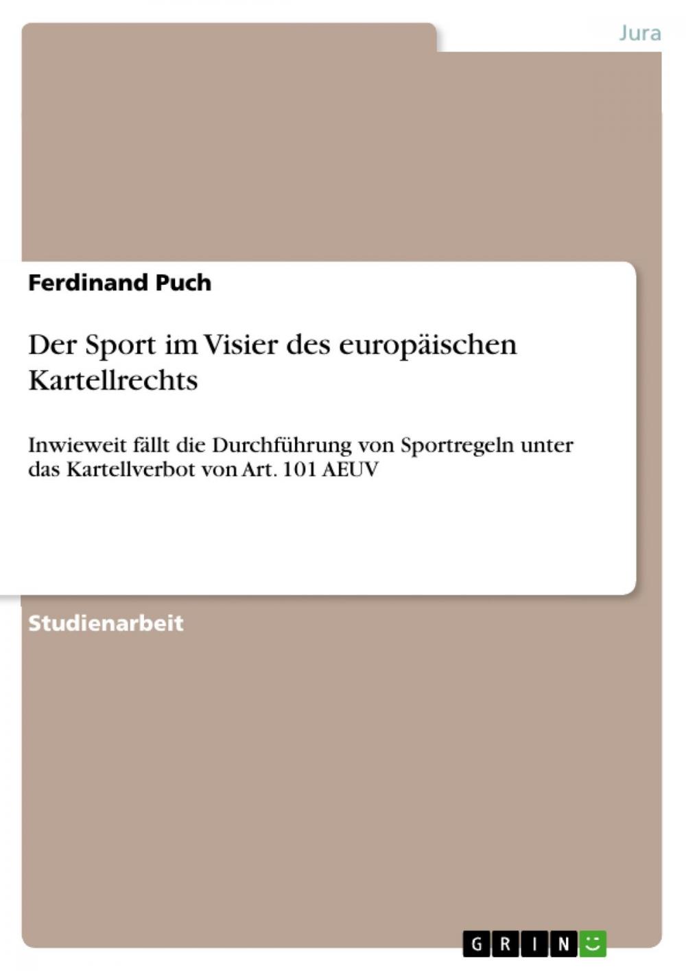 Big bigCover of Der Sport im Visier des europäischen Kartellrechts