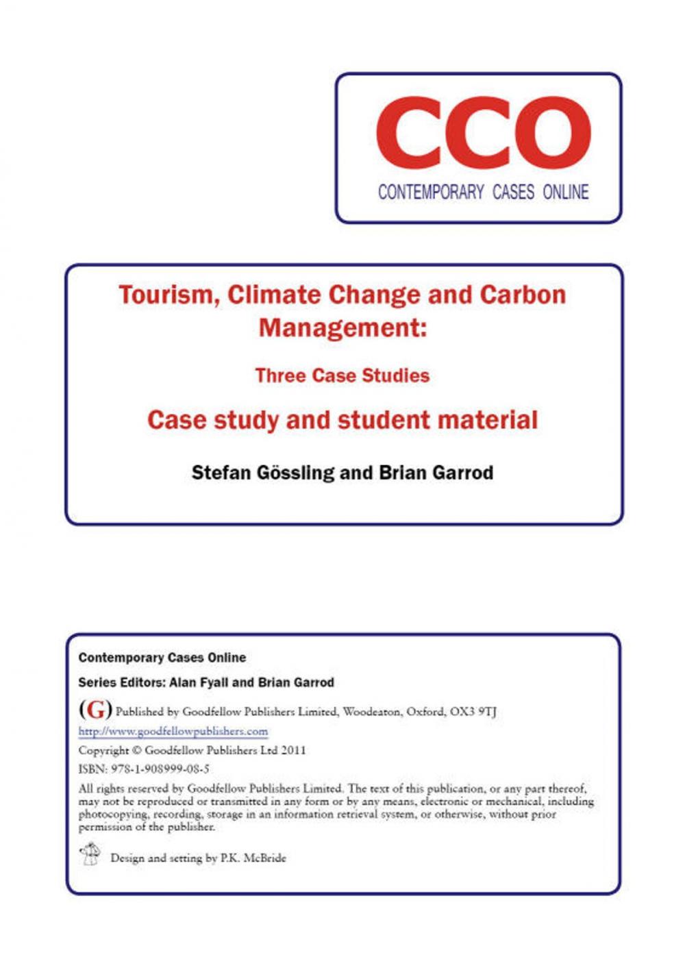 Big bigCover of Tourism, Climate Change and Carbon Management: Three Case Studies