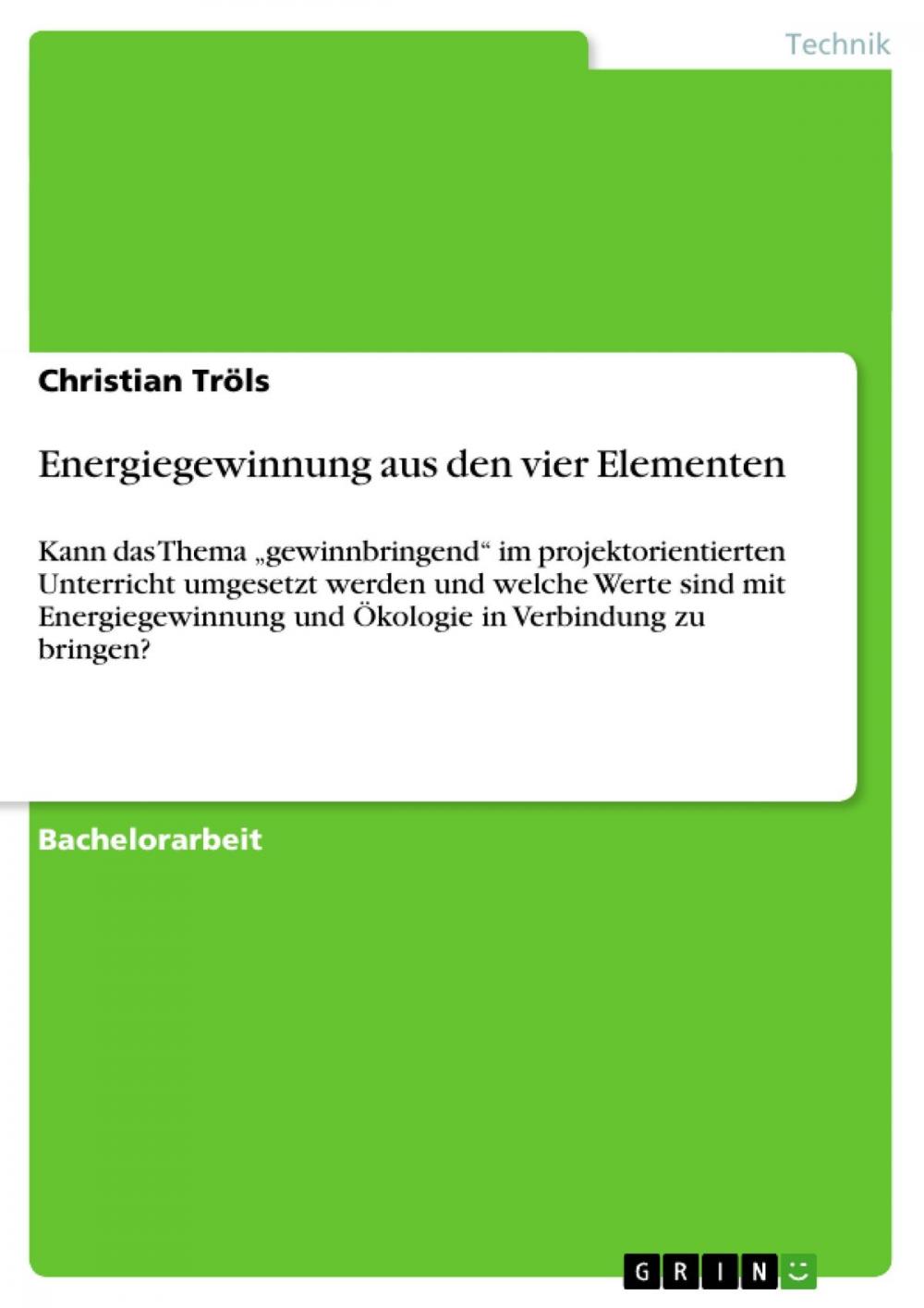 Big bigCover of Energiegewinnung aus den vier Elementen