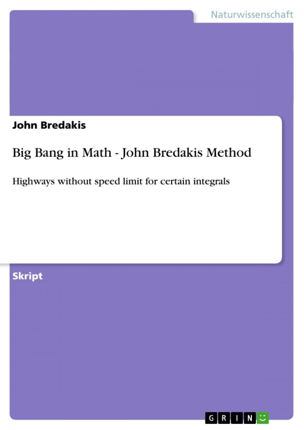 Big bigCover of Big Bang in Math - John Bredakis Method