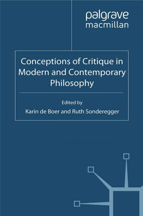 Cover of the book Conceptions of Critique in Modern and Contemporary Philosophy by , Palgrave Macmillan UK