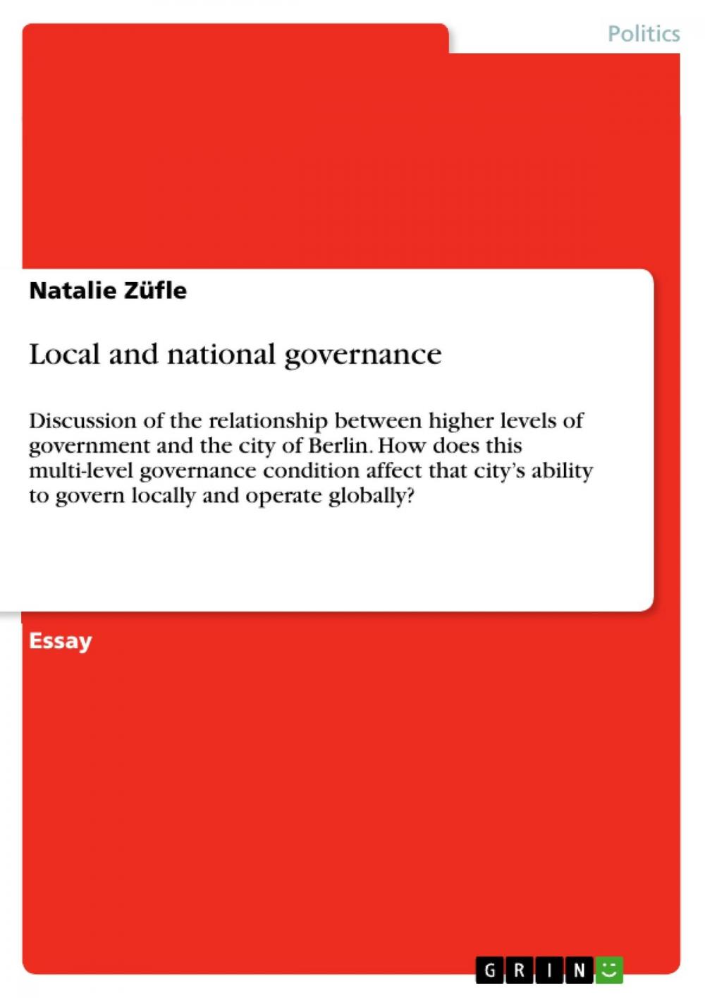 Big bigCover of Local and national governance