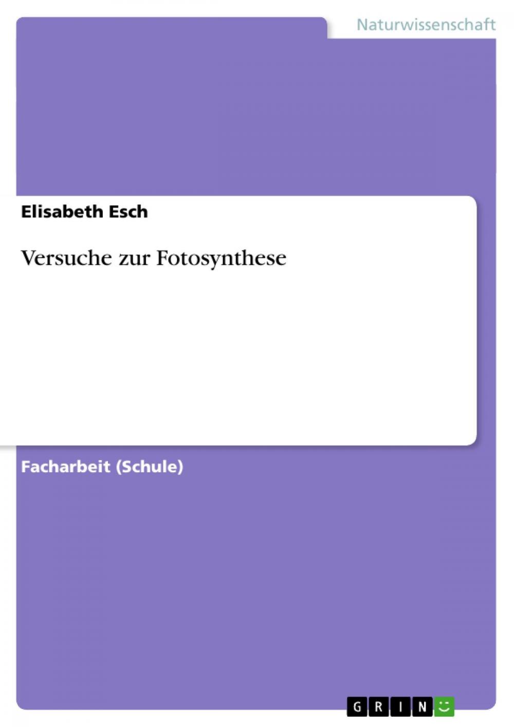 Big bigCover of Versuche zur Fotosynthese