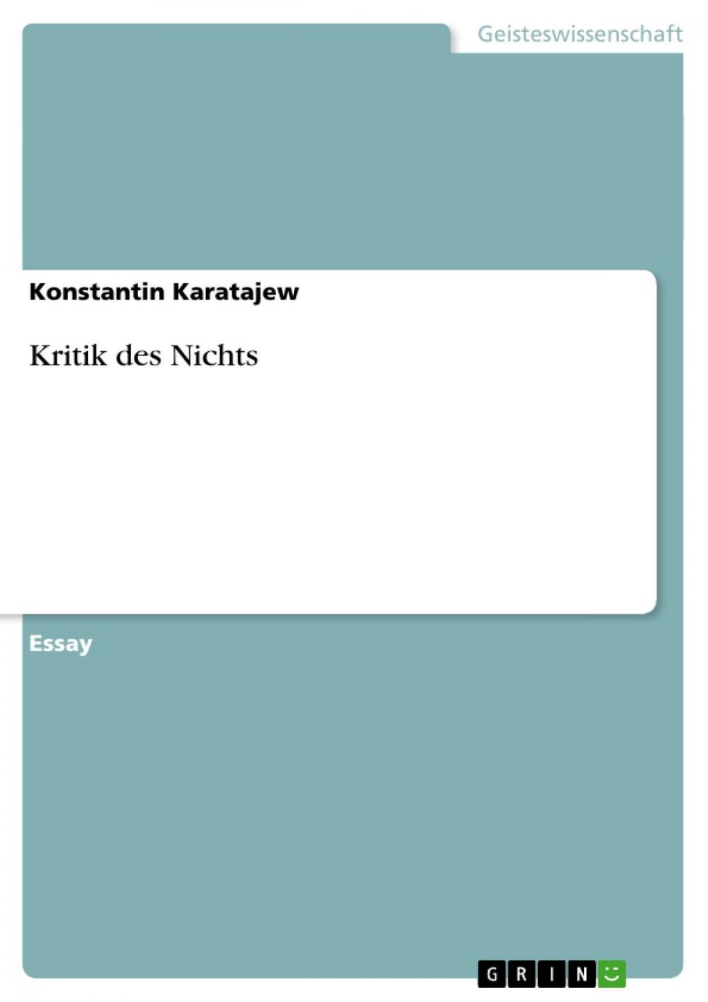 Big bigCover of Kritik des Nichts