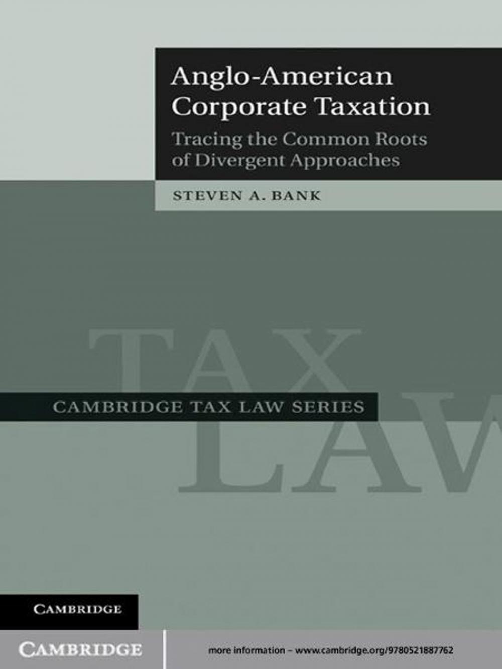 Big bigCover of Anglo-American Corporate Taxation