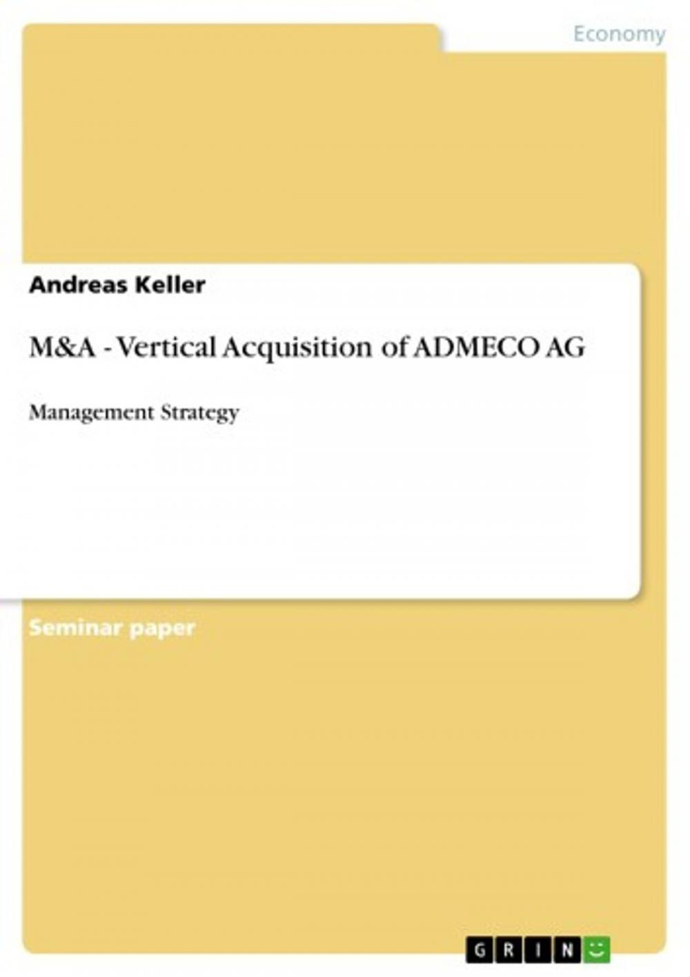 Big bigCover of M&A - Vertical Acquisition of ADMECO AG