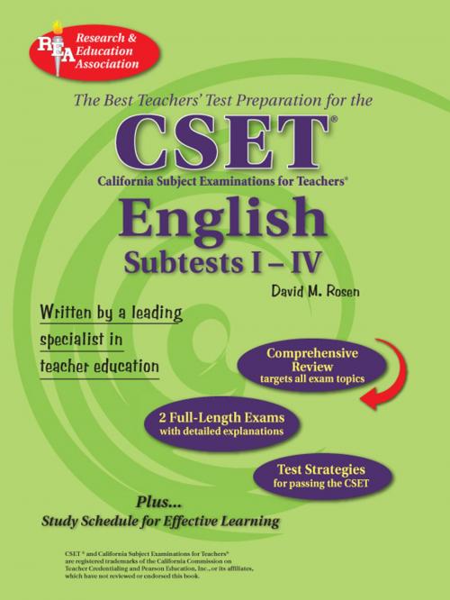 Cover of the book CSET: English Subtests I-IV by David Rosen, Research & Education Association