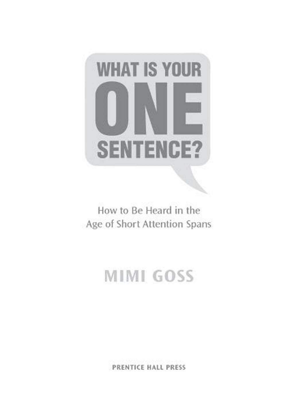 Big bigCover of What Is Your One Sentence?