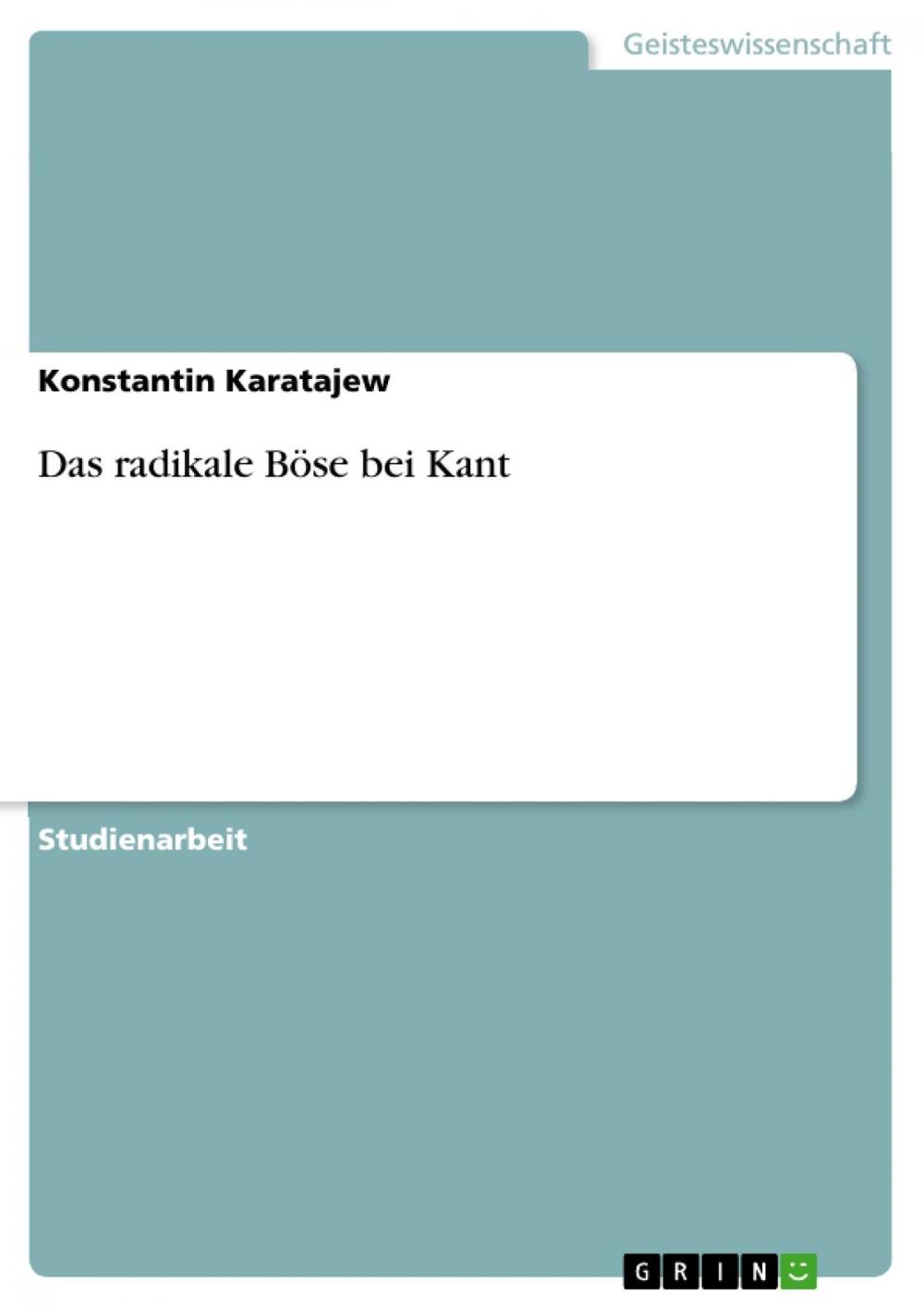 Big bigCover of Das radikale Böse bei Kant