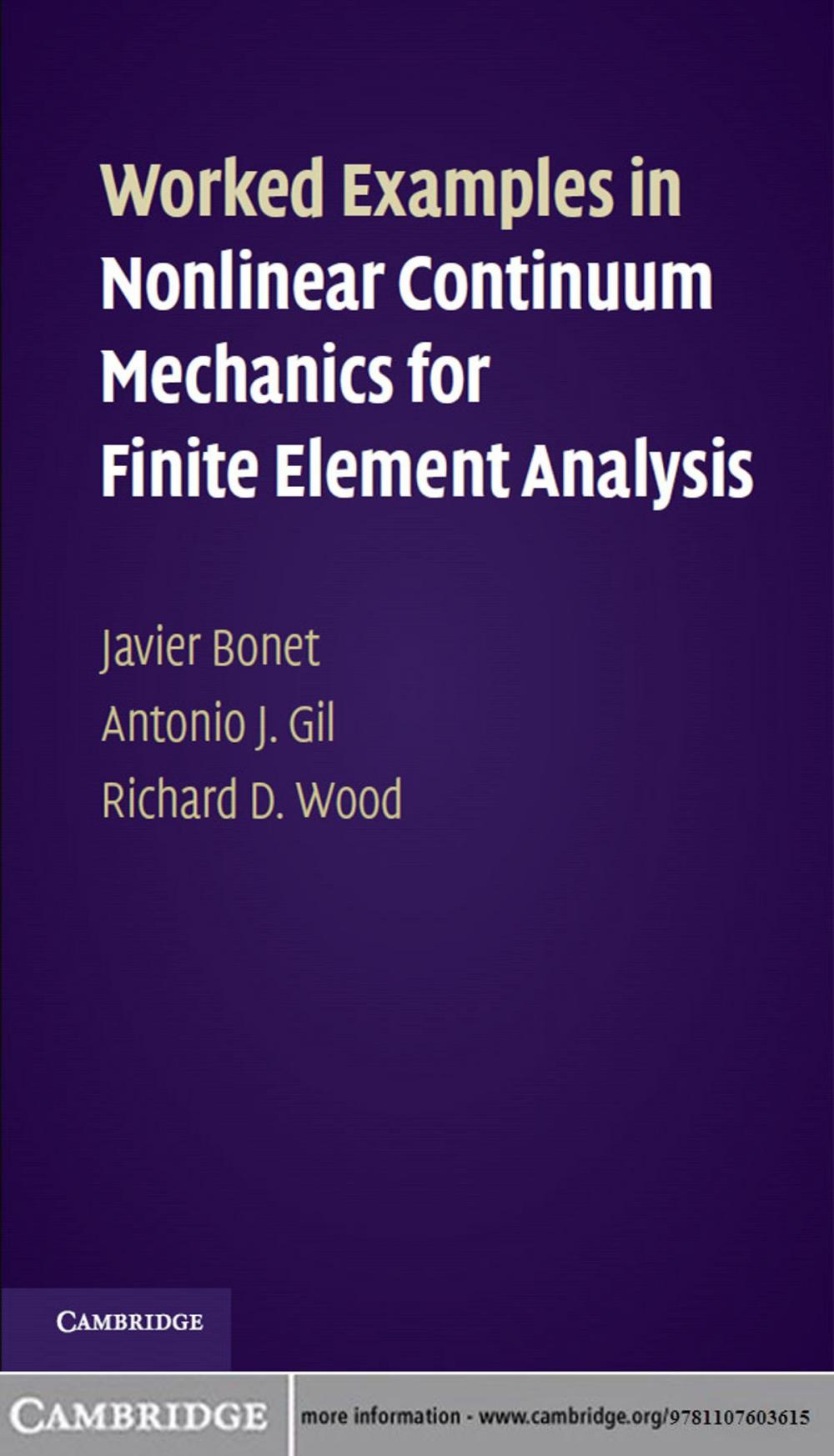 Big bigCover of Worked Examples in Nonlinear Continuum Mechanics for Finite Element Analysis