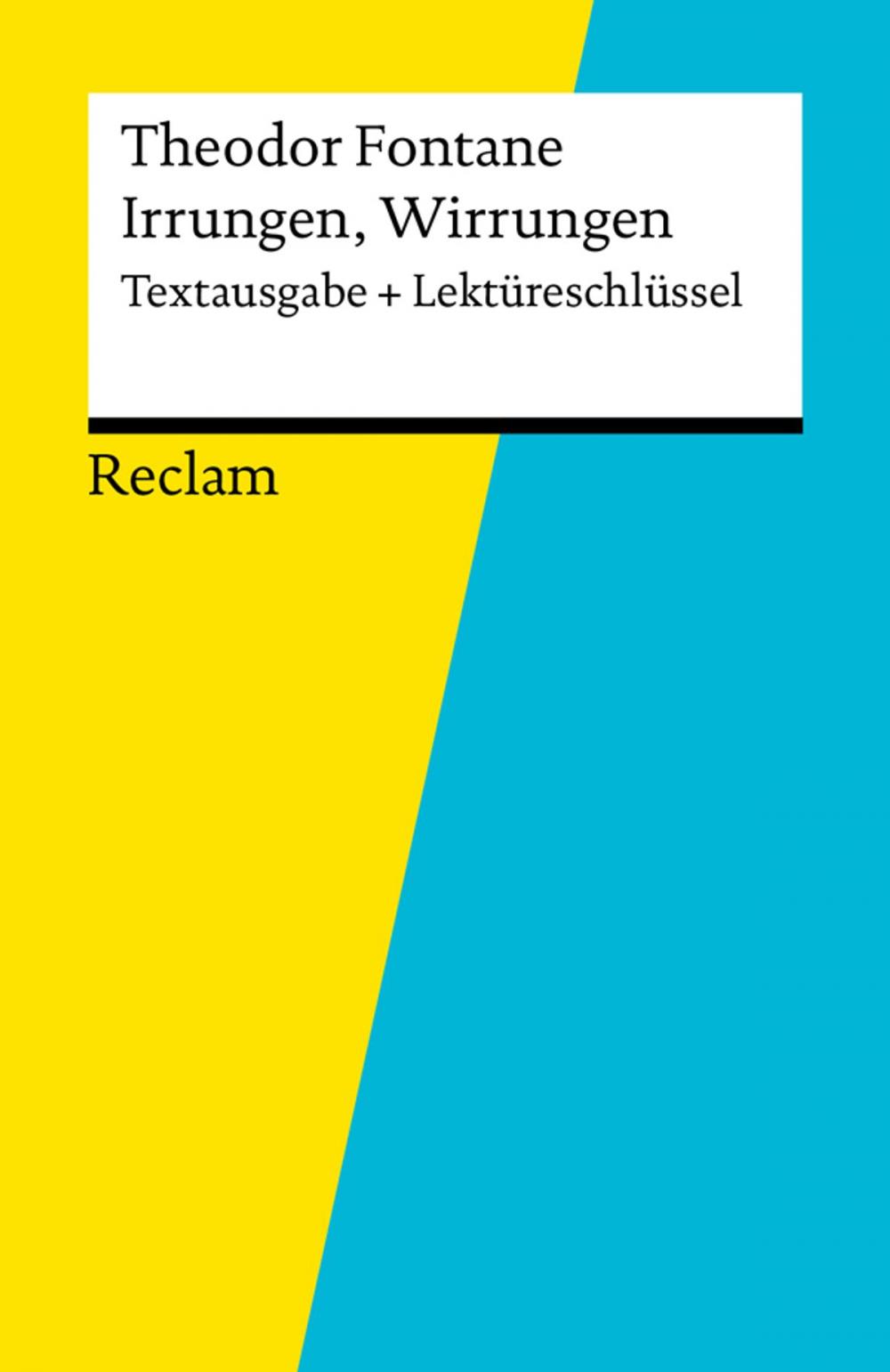 Big bigCover of Textausgabe + Lektüreschlüssel. Theodor Fontane: Irrungen, Wirrungen