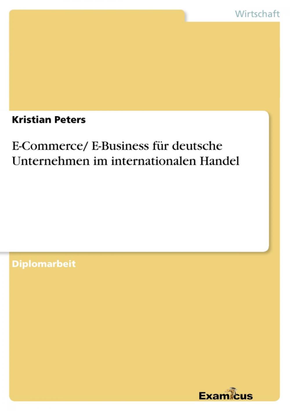 Big bigCover of E-Commerce/ E-Business für deutsche Unternehmen im internationalen Handel