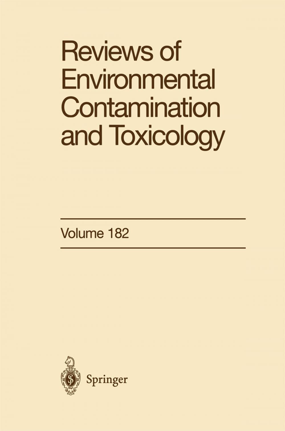 Big bigCover of Reviews of Environmental Contamination and Toxicology