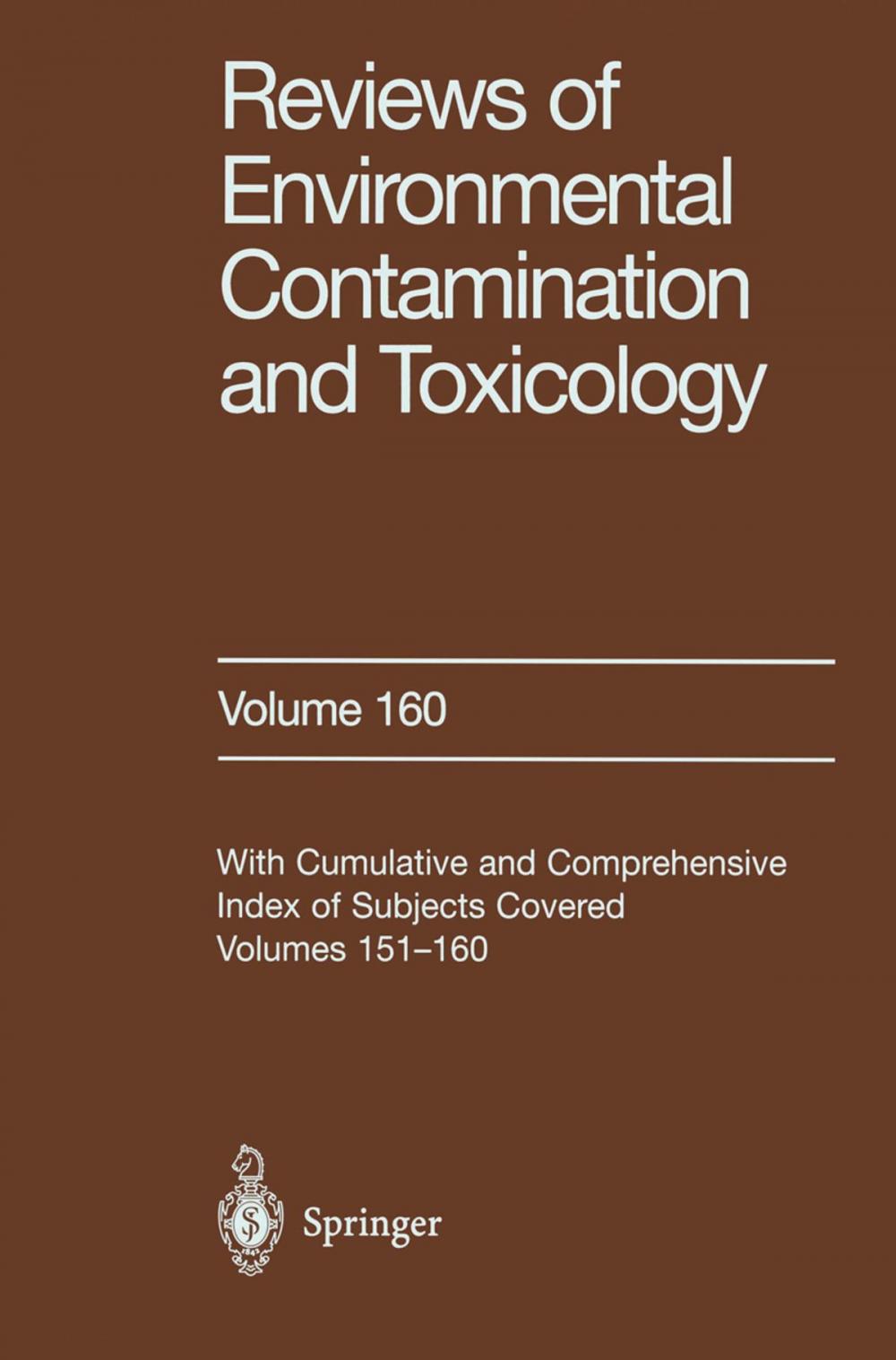 Big bigCover of Reviews of Environmental Contamination and Toxicology