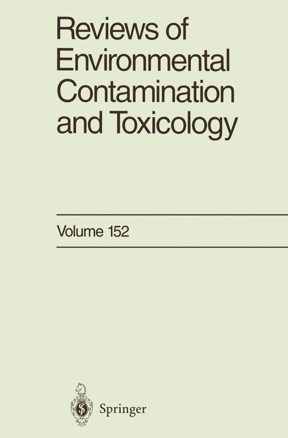 Big bigCover of Reviews of Environmental Contamination and Toxicology