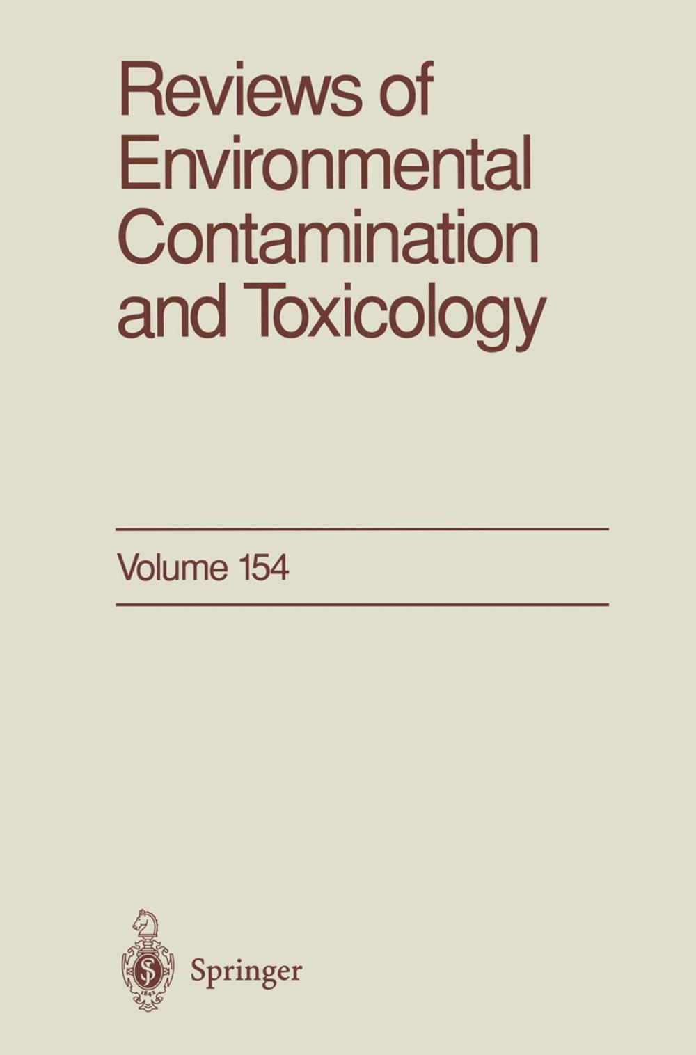 Big bigCover of Reviews of Environmental Contamination and Toxicology