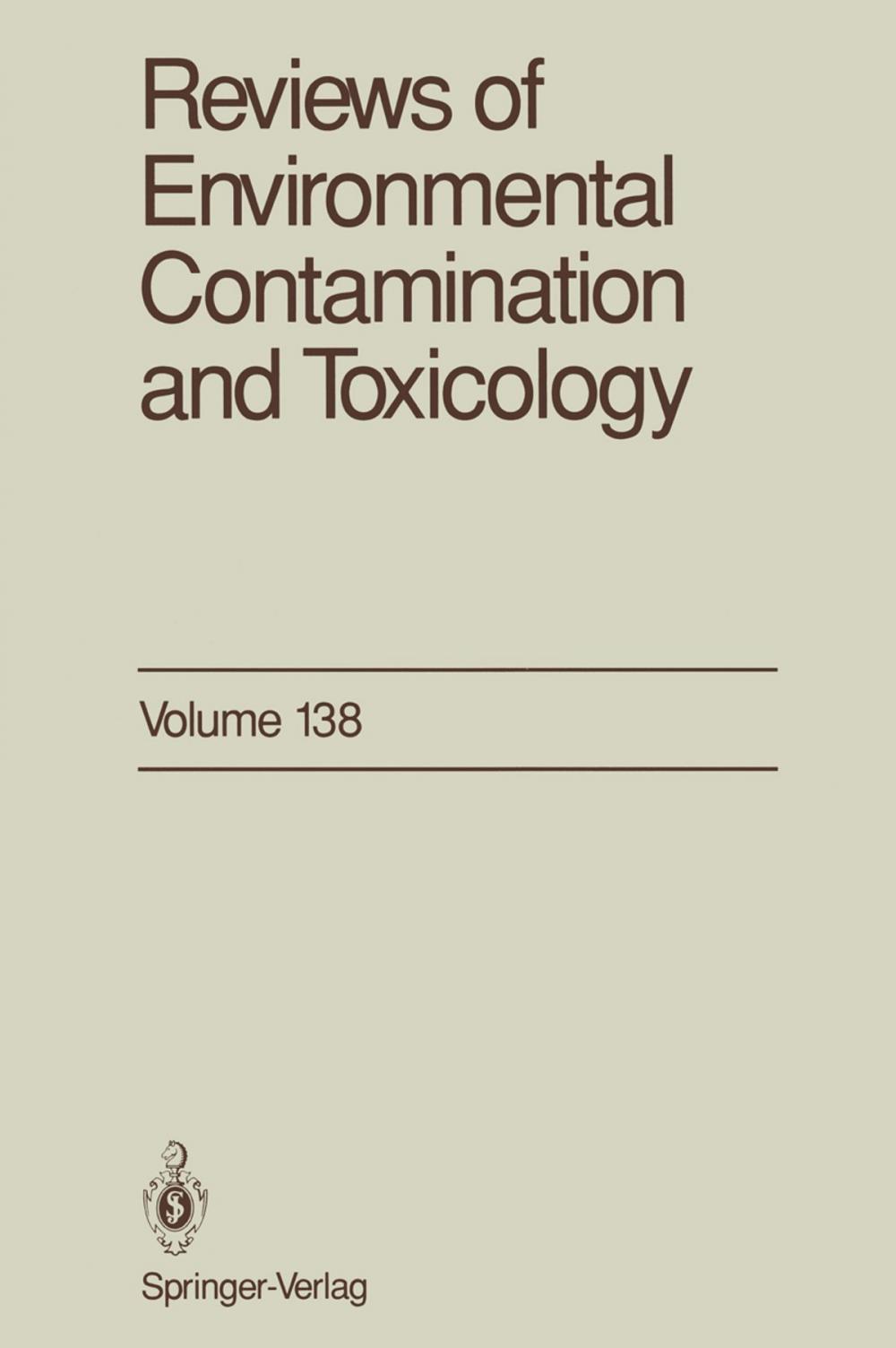 Big bigCover of Reviews of Environmental Contamination and Toxicology