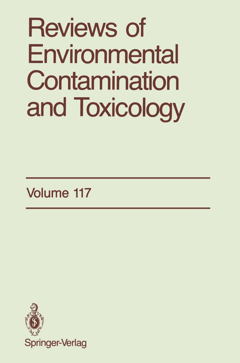 Big bigCover of Reviews of Environmental Contamination and Toxicology