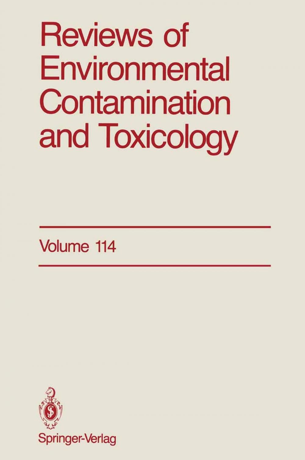 Big bigCover of Reviews of Environmental Contamination and Toxicology